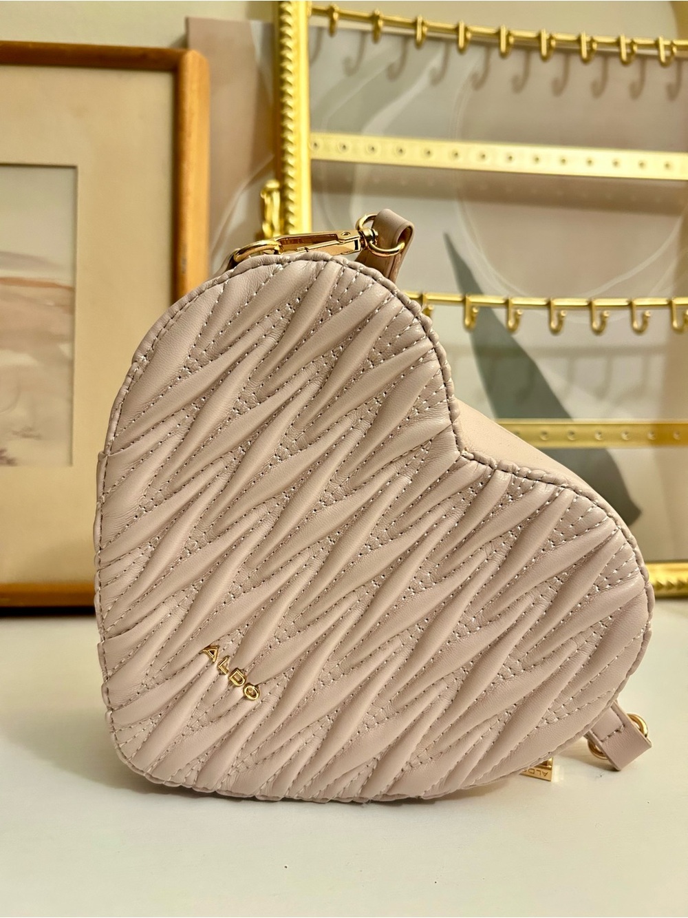 Aldo Quilted Heart Mini Bag in Blush